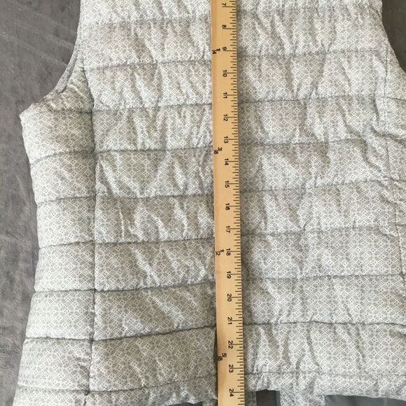 Gap Puffer  Jacket Vest Sleeveless Light Blue & White Womens Medium Full Zip - Picture 13 of 16